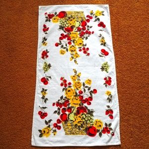 1980's Kitchen Towel Vintage Colorful Floral Basket